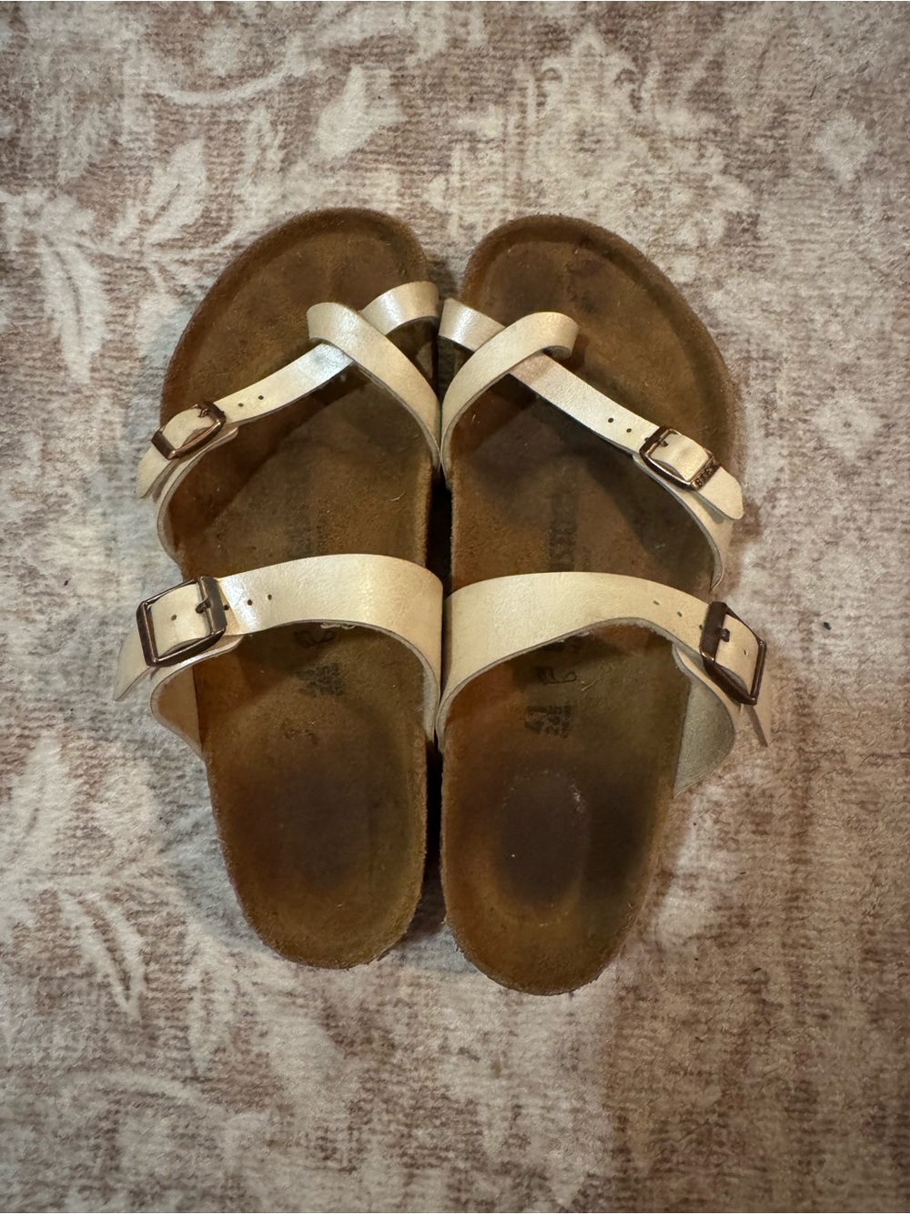 Birkenstock Metallic Cream Strappy Sandals